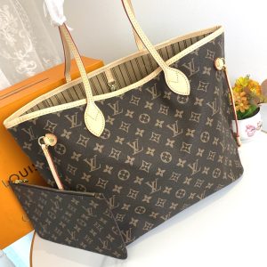 Mô hình 40995 gốc, huyền thoại túi xách Neverfull lớn nhưng không nặng nề được làm bằng vải vải Damier Ebène.