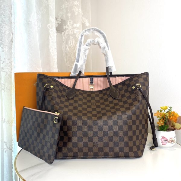 Mô hình 40995 gốc, huyền thoại túi xách Neverfull lớn nhưng không nặng nề được làm bằng vải vải Damier Ebène