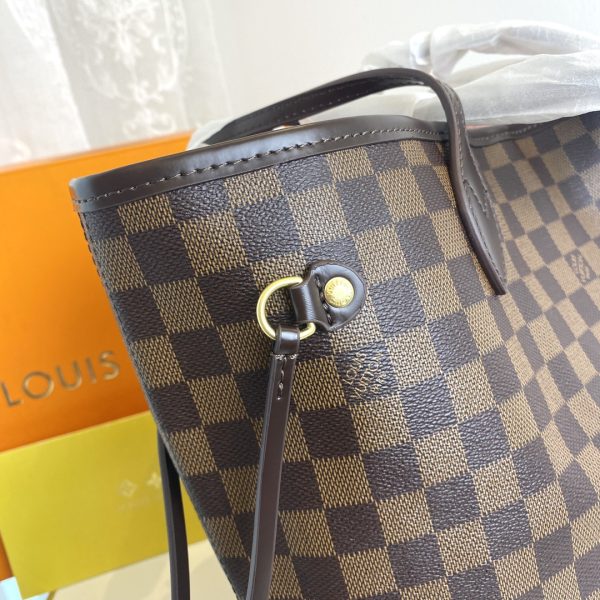 Mô hình 40995 gốc, huyền thoại túi xách Neverfull lớn nhưng không nặng nề được làm bằng vải vải Damier Ebène