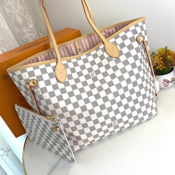 Mô hình 40995 gốc, huyền thoại túi xách Neverfull lớn nhưng không nặng nề được làm bằng vải vải Damier Ebène