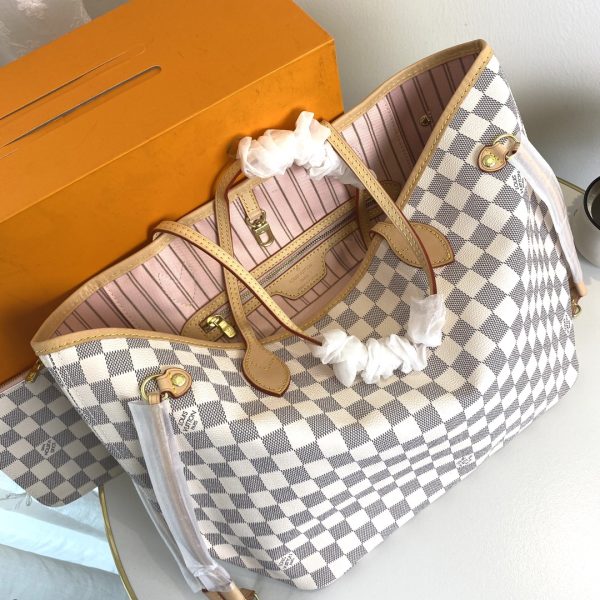 Mô hình 40995 gốc, huyền thoại túi xách Neverfull lớn nhưng không nặng nề được làm bằng vải vải Damier Ebène