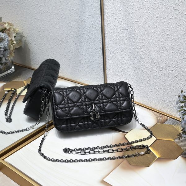 This Lady Dior mobile phone bag is elegant in style.