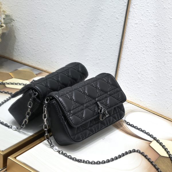 This Lady Dior mobile phone bag is elegant in style.