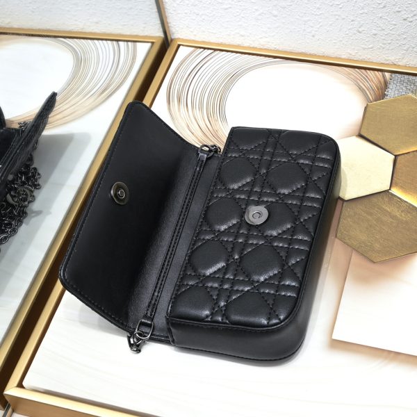 This Lady Dior mobile phone bag is elegant in style.