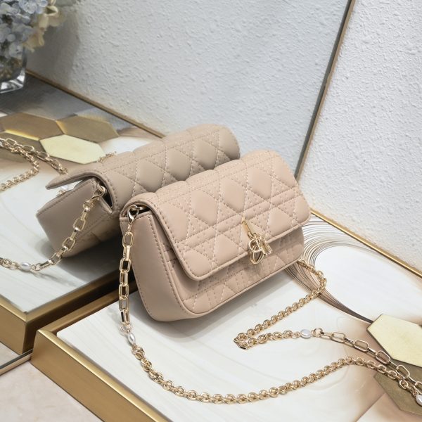 This Lady Dior mobile phone bag is elegant in style.