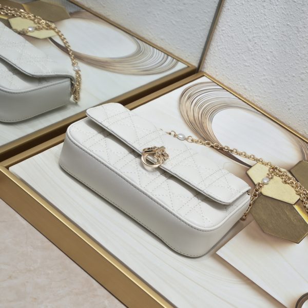 This Lady Dior mobile phone bag is elegant in style.