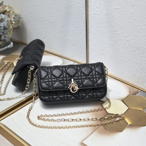 This Lady Dior mobile phone bag is elegant in style.