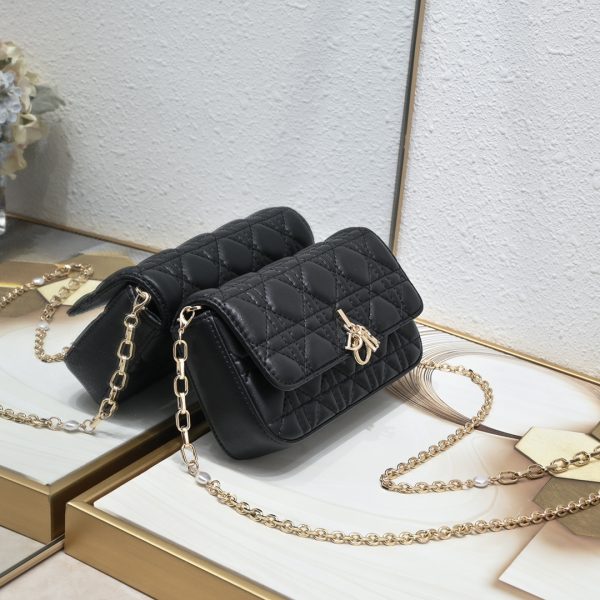 This Lady Dior mobile phone bag is elegant in style.