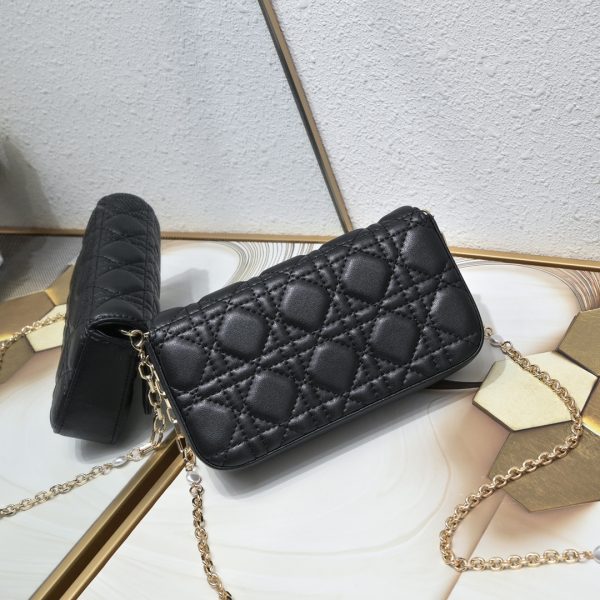 This Lady Dior mobile phone bag is elegant in style.