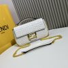 BAGUETTE handbag, delicate cowhide 3D relief double F.