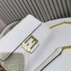 BAGUETTE handbag, delicate cowhide 3D relief double F.