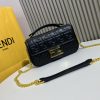 BAGUETTE handbag, delicate cowhide 3D relief double F.