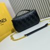 BAGUETTE handbag, delicate cowhide 3D relief double F.