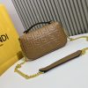 BAGUETTE handbag, delicate cowhide 3D relief double F.
