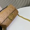 BAGUETTE handbag, delicate cowhide 3D relief double F.