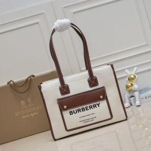 Burberry, hai màu vải vải bạt, da thú Freya Ý, túi Tottenham