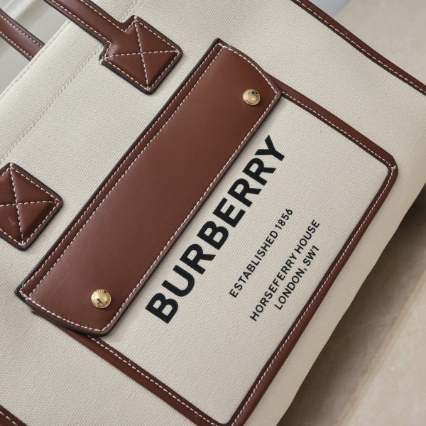 Burberry, hai màu vải vải bạt, da thú Freya Ý, túi Tottenham