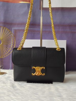 CELINE màu đen nghiêng và vai túi da bò cỡ trung