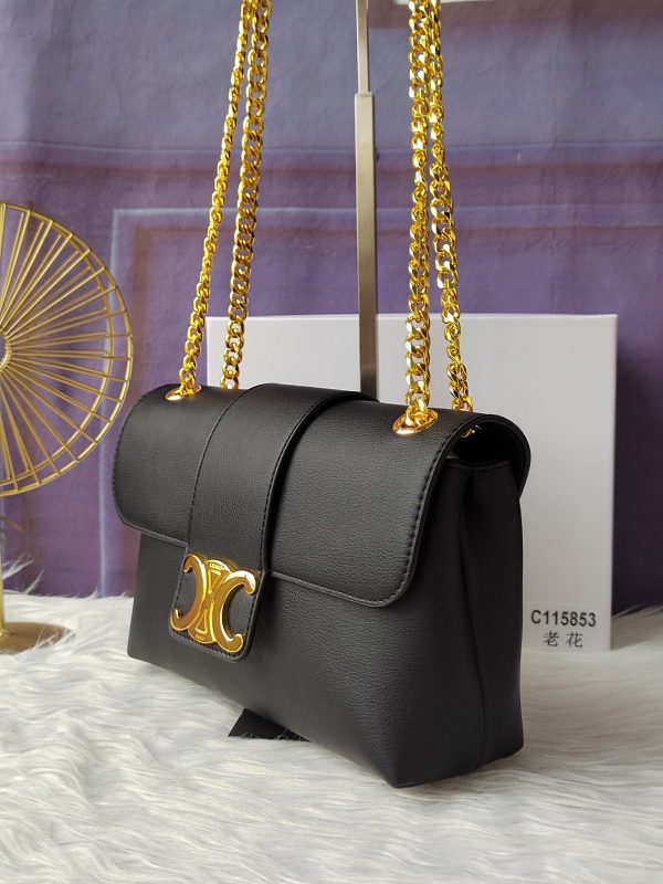 CELINE màu đen nghiêng và vai túi da bò cỡ trung