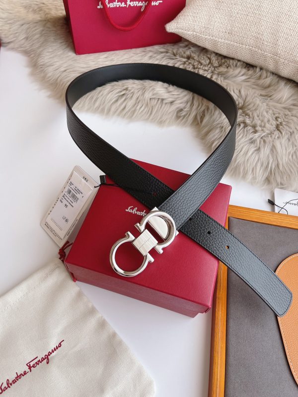 Ferragamo. width 3.5cm Haute Couture men's belts double-sided imported cowhide.