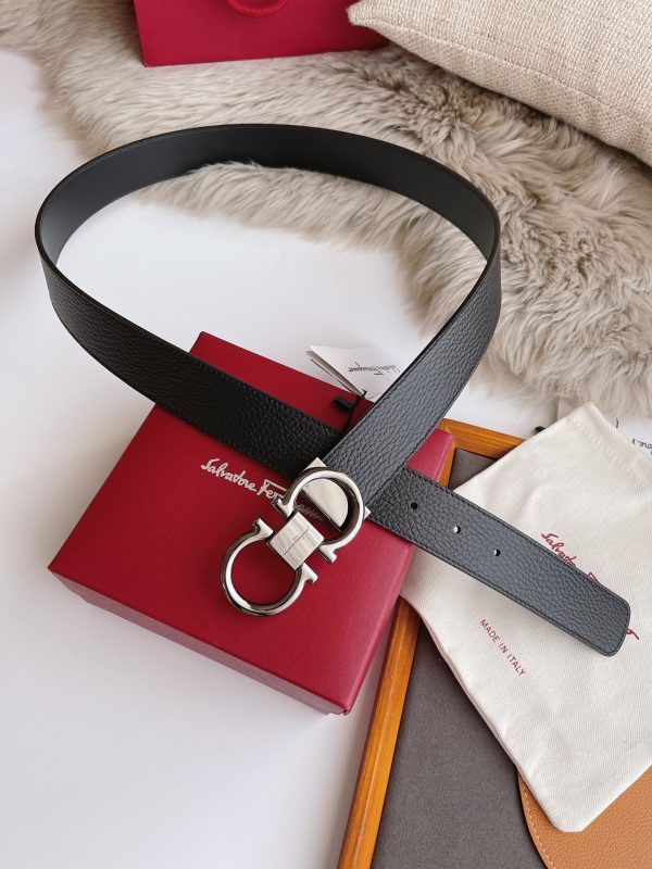 Ferragamo. width 3.5cm Haute Couture men's belts double-sided imported cowhide.