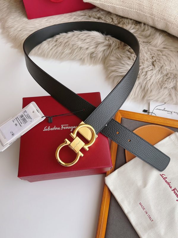 Ferragamo. width 3.5cm Haute Couture men's belts double-sided imported cowhide.