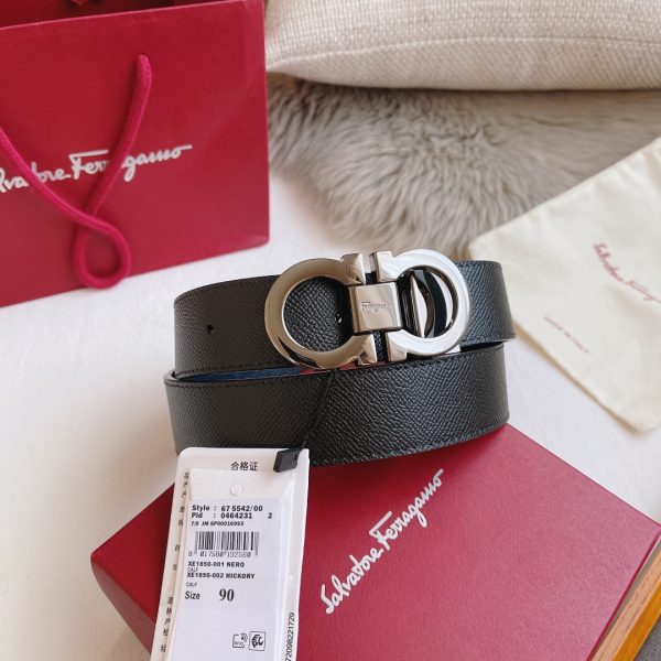 Ferragamo. width 3.5cm Haute Couture men's belts double-sided imported cowhide.