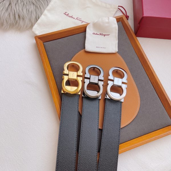 Ferragamo. width 3.5cm Haute Couture men's belts double-sided imported cowhide.