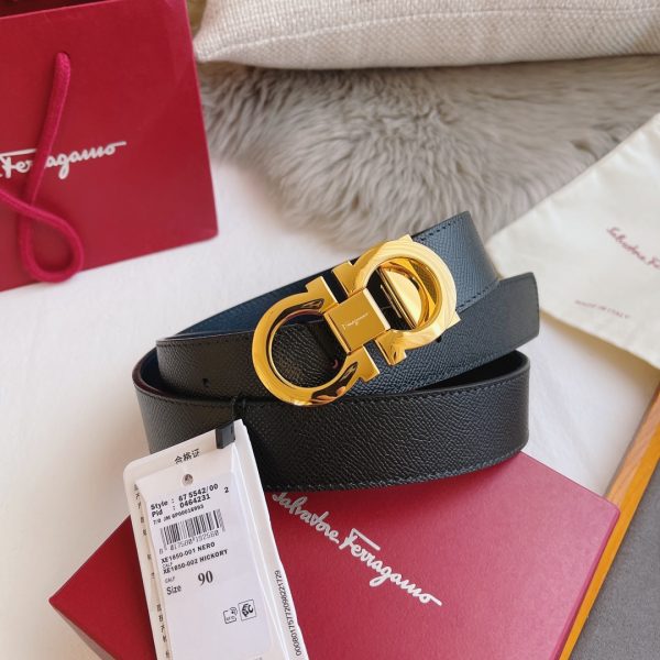 Ferragamo. width 3.5cm Haute Couture men's belts double-sided imported cowhide.
