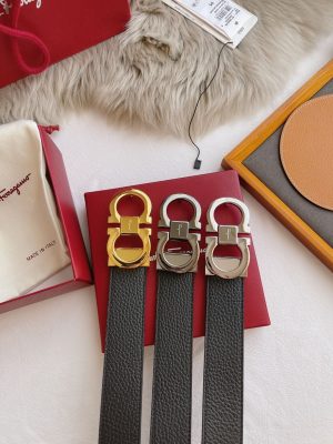 Ferragamo. width 3.5cm Haute Couture men's belts double-sided imported cowhide.