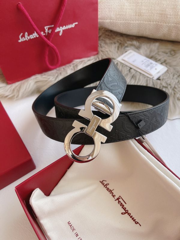 Ferragamo. width 3.5cm Haute Couture men's belts double-sided imported cowhide