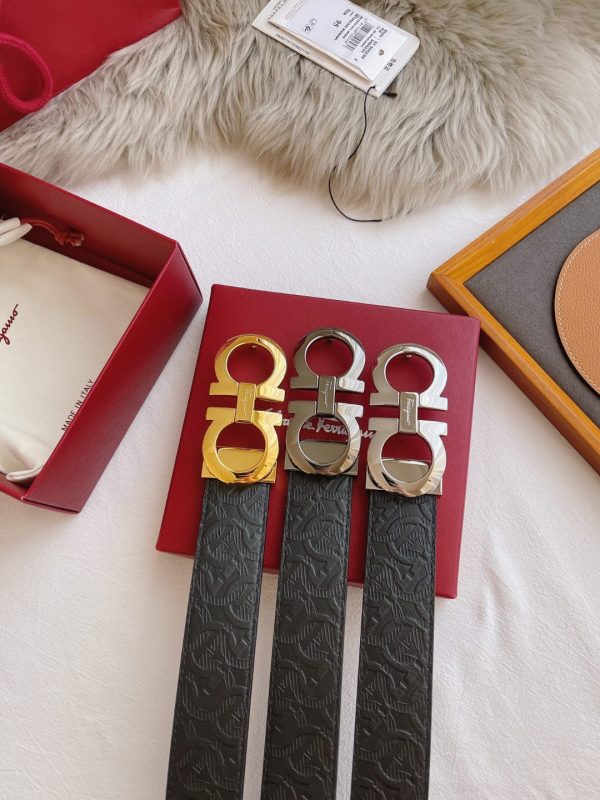 Ferragamo. width 3.5cm Haute Couture men's belts double-sided imported cowhide