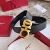 Ferragamo. width 3.5cm Haute Couture men's belts double-sided imported cowhide