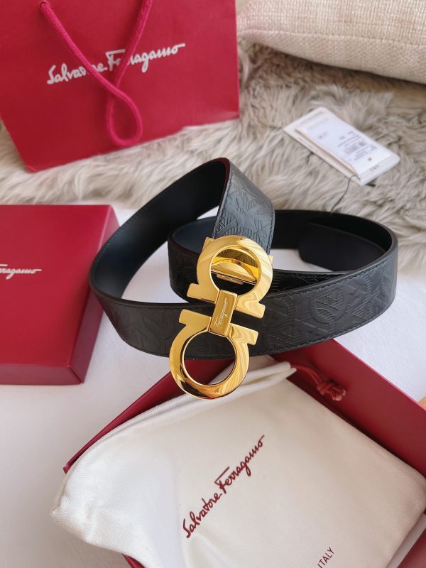Ferragamo. width 3.5cm Haute Couture men's belts double-sided imported cowhide