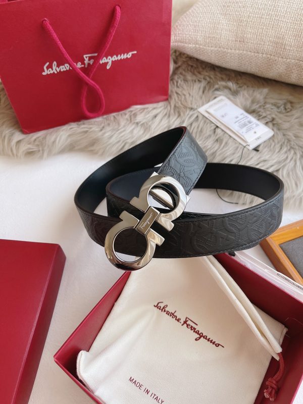 Ferragamo. width 3.5cm Haute Couture men's belts double-sided imported cowhide