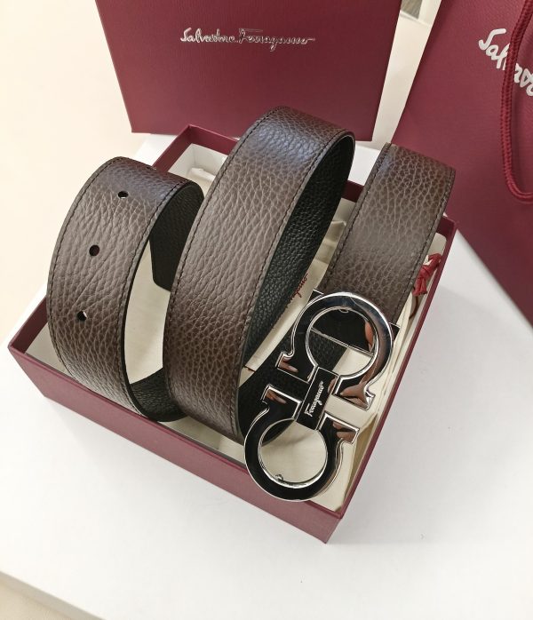 Ferragamo. width 3.5cm Haute Couture men's belts double-sided imported cowhide.