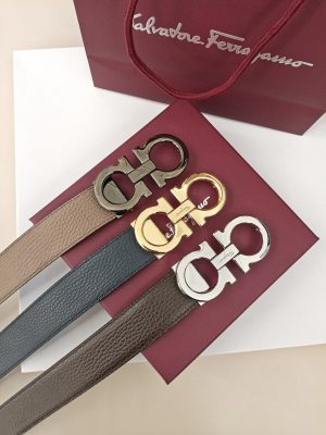 Ferragamo. width 3.5cm Haute Couture men's belts double-sided imported cowhide.