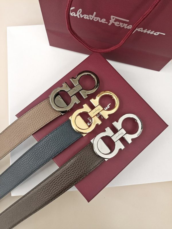 Ferragamo. width 3.5cm Haute Couture men's belts double-sided imported cowhide.
