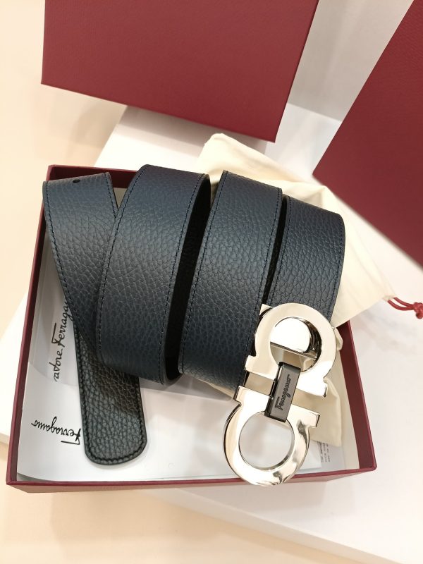 Ferragamo. width 3.5cm Haute Couture men's belts double-sided imported cowhide