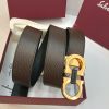 Ferragamo. width 3.5cm Haute Couture men's belts double-sided imported cowhide