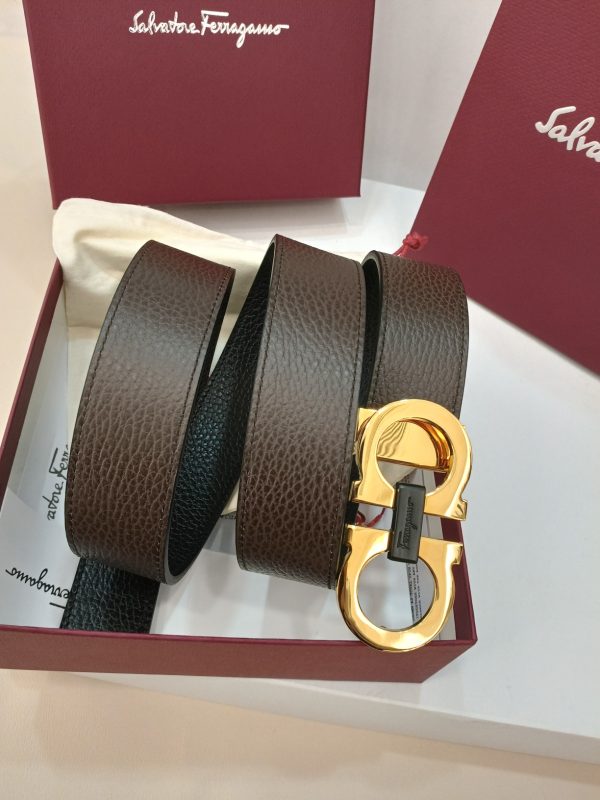 Ferragamo. width 3.5cm Haute Couture men's belts double-sided imported cowhide