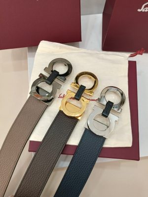 Ferragamo. width 3.5cm Haute Couture men's belts double-sided imported cowhide