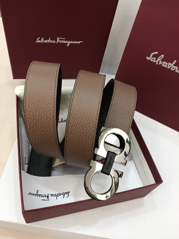 Ferragamo. width 3.5cm Haute Couture men's belts double-sided imported cowhide