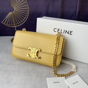 Celine màu hồng triomphe sợi dây xích vai da bò