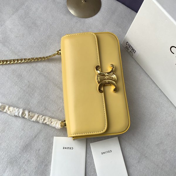 Celine màu hồng triomphe sợi dây xích vai da bò