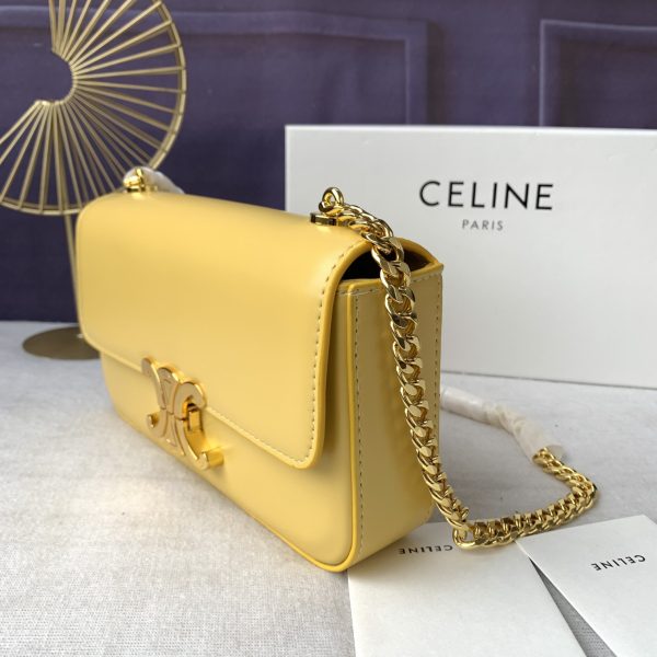 Celine màu hồng triomphe sợi dây xích vai da bò