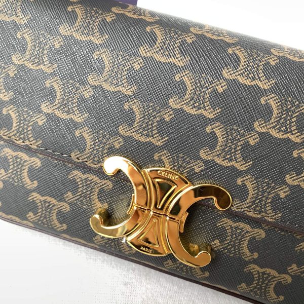 Celine màu hồng triomphe sợi dây xích vai da bò