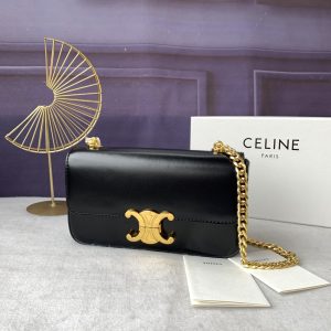 Celine màu hồng triomphe sợi dây xích vai da bò