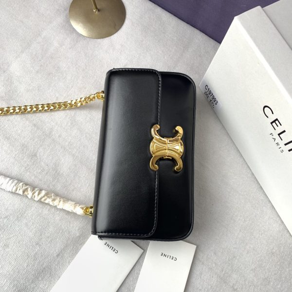 Celine màu hồng triomphe sợi dây xích vai da bò