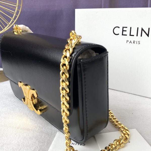 Celine màu hồng triomphe sợi dây xích vai da bò